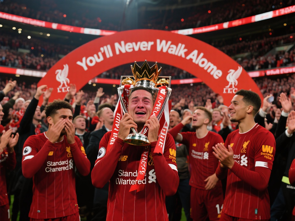 英超夺冠！6万人齐唱永不独行，利物浦众将泪洒赛场